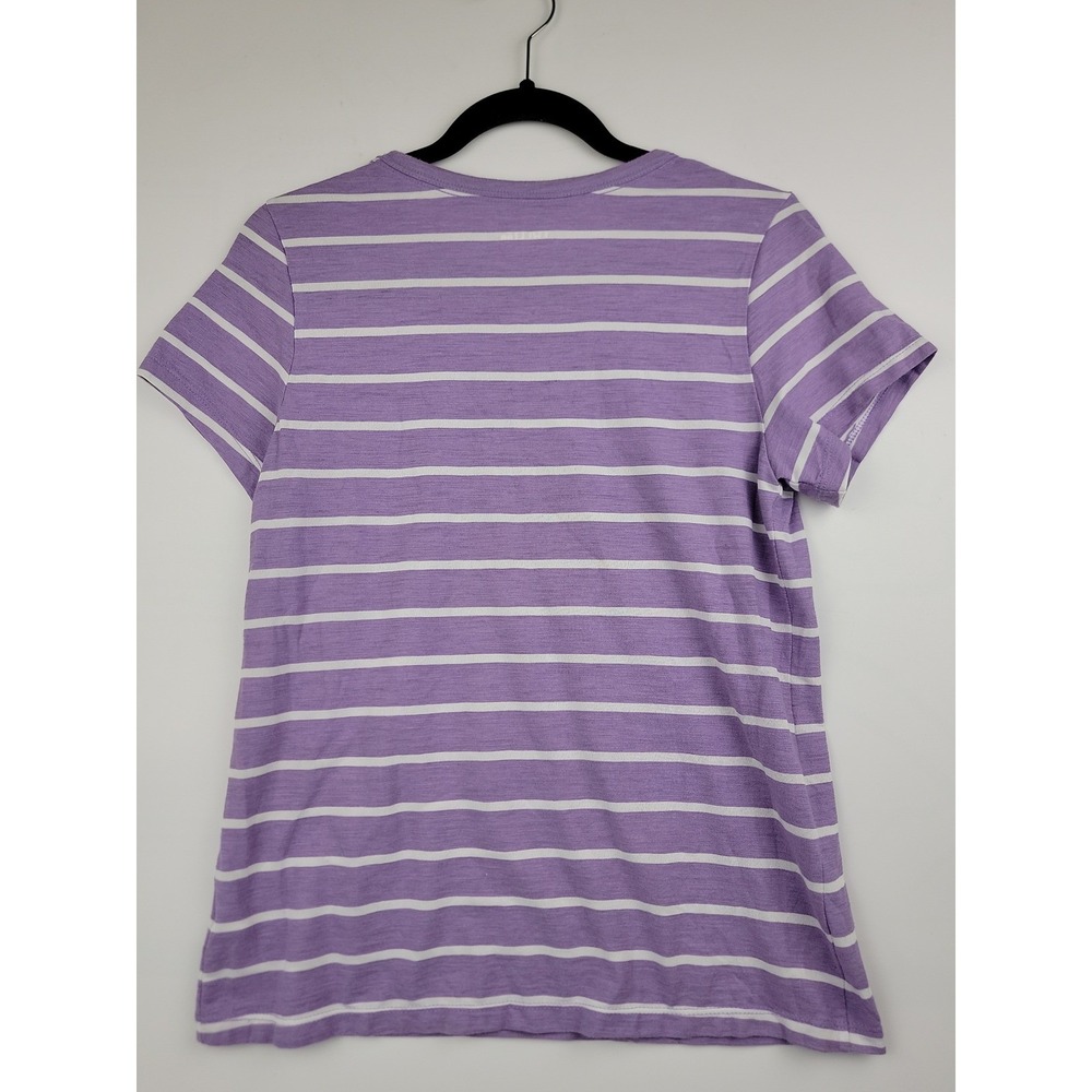 Time and Tru Womens Purple White Striped Short Sleeve Crewneck Tee Shirt S 4-6 - Picture 7 of 10